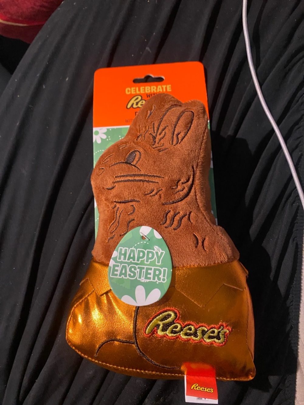 Reese's Brown & Gold Plush Bunny Dog Toy - Squeaky Easter Buddy